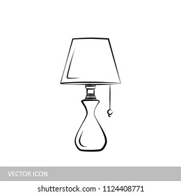 Lamp. Icon of a night table lamp in the style of linear design.