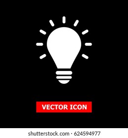 Lamp icon on black background. Vector illustration.