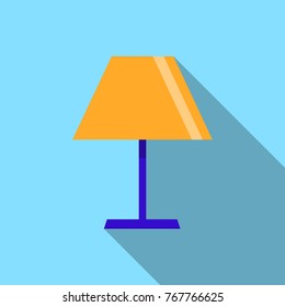 lamp icon on the blue background with long shadow, Flat design, vector illustration EPS10