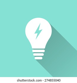 Lamp icon on a green background. Vector illustration, flat design.