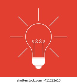 Lamp icon on red background.