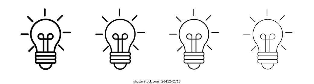 Lamp icon Outline sign symbol set