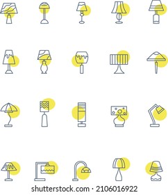 Lamp icon pack, illustration, vector on a white background.