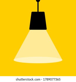 Lamp icon. Pendant lamp vector icon. Bulb vector icon on yellow background. Pendant lamp logo. Simple lamp icon.