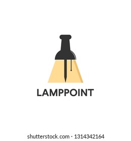 lamp icon with pin map icon , logo designs inspirations