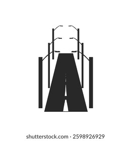 lamp icon with pole and road without background