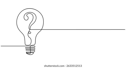 Lamp icon with question mark, light bulb with a question sign inside continuous one line drawing, Illustration of a lightbulb with a question mark, Problem Icons - Graphic Icon Series, Light bulb icon