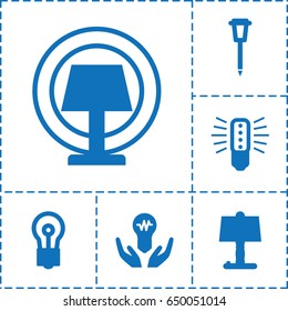 Lamp icon. set of 6 lamp filled icons such as bulb