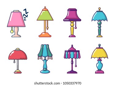 Lamp icon set. Cartoon set of lamp vector icons for web design isolated on white background