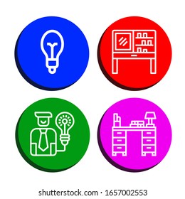 lamp icon set. Collection of Light bulb, Dressing table, Idea, Desk icons
