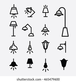 Lamp Icon Set. Electric Light Vector 