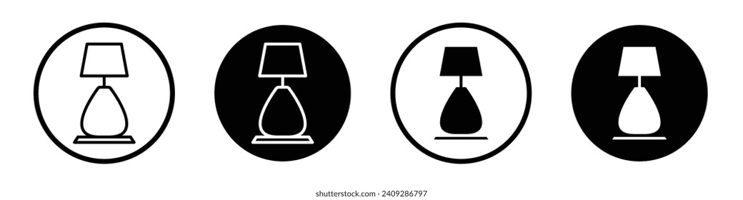 Conjunto de iconos de la lámpara. Símbolo vectorial de la lámpara de decoración doméstica en un estilo negro relleno y delineado.