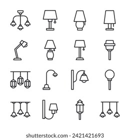 Lamp icon set isolated on white
