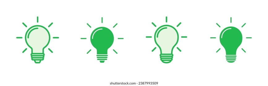 Conjunto de iconos de la lámpara. Vector de icono de la bombilla. símbolo de idea.
