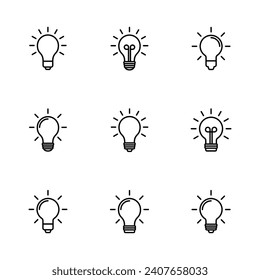 Lamp icon set. Light bulb icon vector. idea symbol.