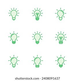 Lamp icon set. Light bulb icon vector. idea symbol.