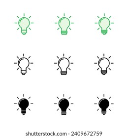 Conjunto de iconos de la lámpara. Vector de icono de la bombilla. símbolo de idea.