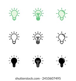Lamp icon set. Light bulb icon vector. idea symbol.