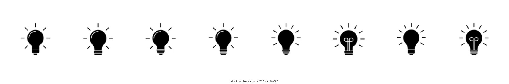 Conjunto de iconos de la lámpara. Vector de icono de la bombilla. símbolo de idea.