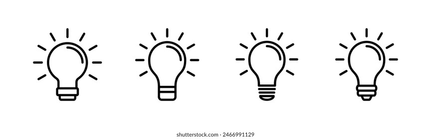 Lamp icon set. Light bulb icon vector. idea symbol.