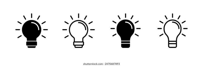 Lamp icon set. Light bulb icon vector. idea symbol.