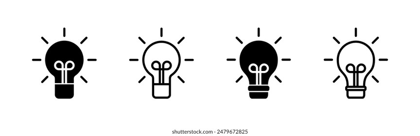 Conjunto de iconos de lámpara. Icono de la bombilla Vector.