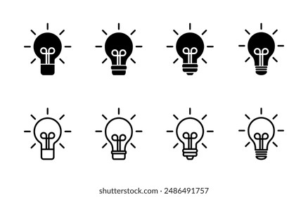 Lamp icon set. Light bulb icon vector. idea symbol.