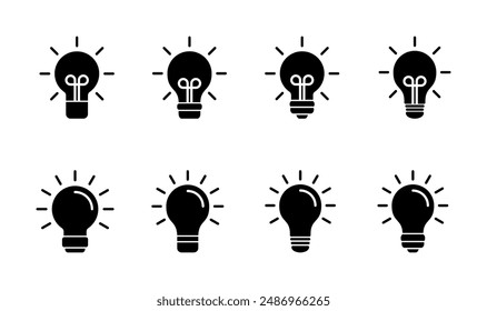 Conjunto de iconos de lámpara. Icono de la bombilla Vector.
