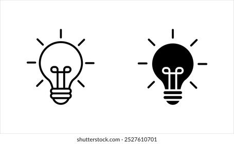 Conjunto de iconos de lámpara. Vector de icono de bombilla, símbolo de idea, símbolo aislado de fondo blanco, Ilustración vectorial, color editable.