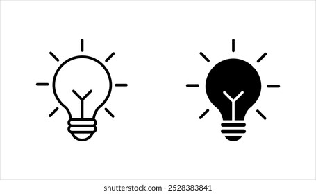 Lamp icon set. Light bulb icon vector, idea symbol, Symbol isolated white background, vector illustration, color editable.