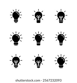 Lamp icon set. Light bulb icon vector. idea symbol.