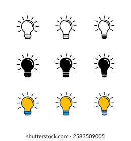 Lamp icon set. Light bulb icon vector. idea symbol.