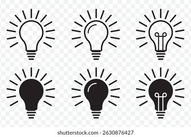 Lamp icon set. Light bulb icon vector. idea symbol on Transparent Background. EPS 10.