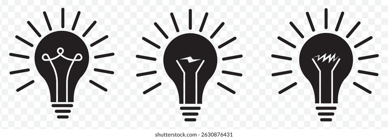 Lamp icon set. Light bulb icon vector. idea symbol on Transparent Background. EPS 10.