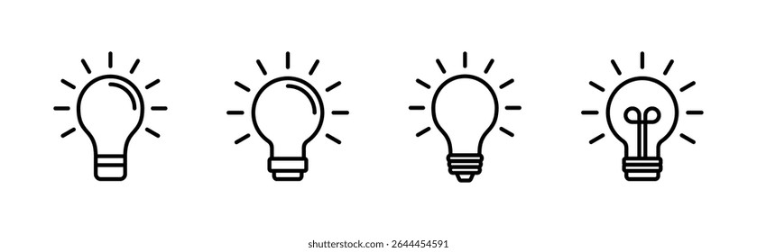 Lamp icon set. Light bulb icon vector. idea symbol.