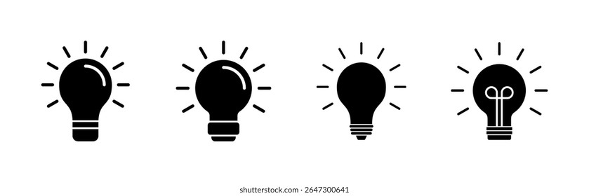 Lamp icon set. Light bulb icon vector. idea symbol.