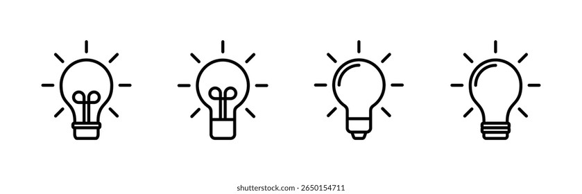 Lamp icon set. Light bulb icon vector. idea symbol.