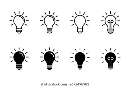 Conjunto de iconos de lámpara. Icono de la bombilla. Vector de la idea.