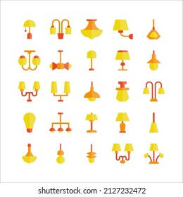 Lamp icon set vector flat for website, mobile app, presentation, social media.
