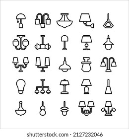 Lamp icon set vector line for website, mobile app, presentation, social media.