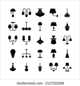 Lamp icon set vector solid for website, mobile app, presentation, social media.