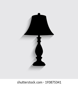 lamp icon with shadow on a grey background