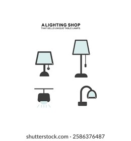 Lamp icon. lamp shop selling table lamps simple vector