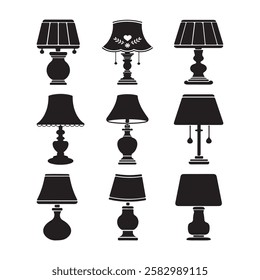 lamp icon silhouette vector isolated on white background