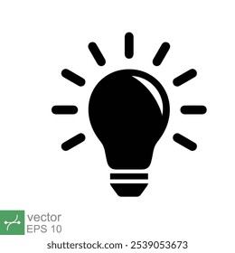Lamp icon. Simple solid style. Bulb, light, idea, lightbulb, intelligent, think, creative concept. Glyph vector illustration flat symbol isolated on white background. EPS 10.