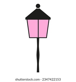 Icono de la lámpara. Icono de lámpara de calle. Lámpara de calle rosa. Ilustración vectorial. EPS 10.