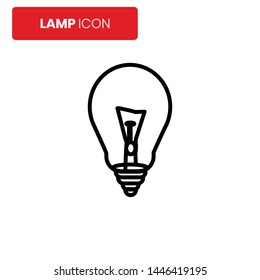 Lamp icon vector with black stroke