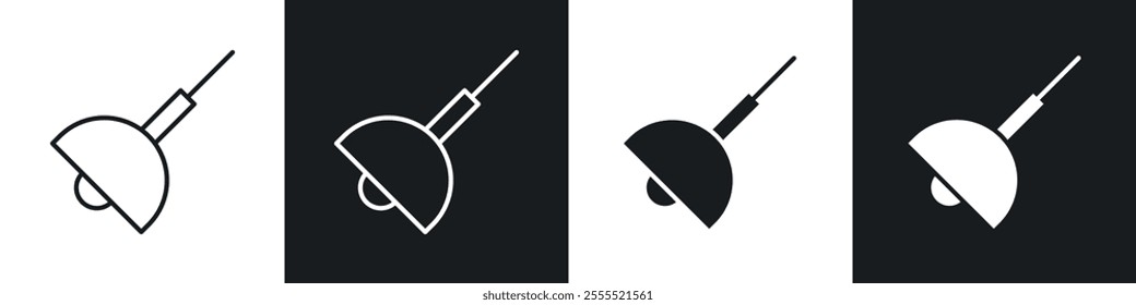 Lamp icon vector collection in black and white.