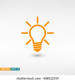 Lamp icon vector eps 10. Orange Lamp icon with shadow on a gray background.