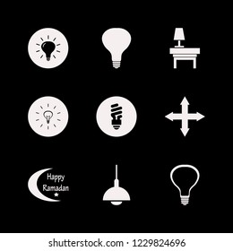 lamp icon. lamp vector icons set chandelier, bulb, happy ramadan and fluorescent bulb